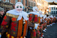 Binche festival carnival in Belgium Brussels. Belgium, carnaval of Binche. UNESCO World Heritage Parade Festival. Belgium, Walloon Municipality, province of Hainaut, village of Binche.  The carnival of Binche is an event that takes place each year in the Belgian town of Binche during the Sunday, Monday, and Tuesday preceding Ash Wednesday. The carnival is the best known of several that take place in Belgium at the same time and has been proclaimed as a Masterpiece of the Oral and Intangible Heritage of Humanity listed by UNESCO. Its history dates back to approximately the 14th century.